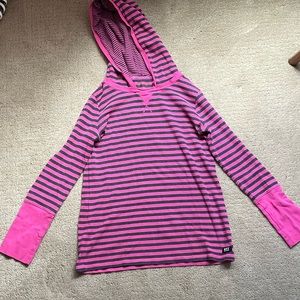 Pink and brown striped hoodie
